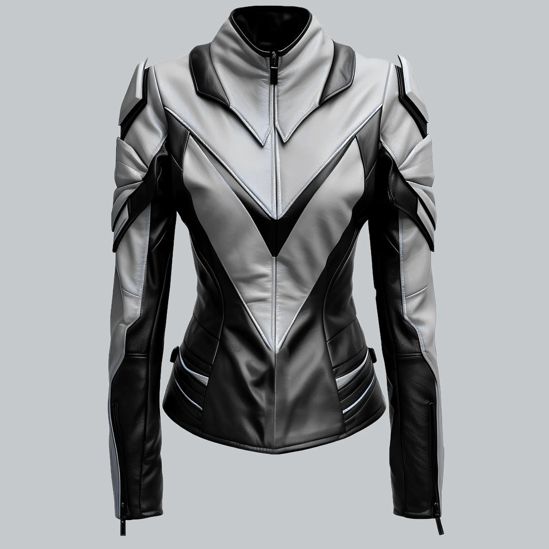 Black-And-White-Faux-Leather-Biker-Jacket-Front