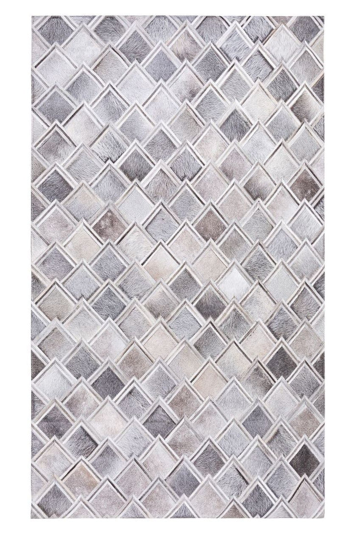 Laredo Fortin Grey And Ivory Patchwork Cowhide Rug