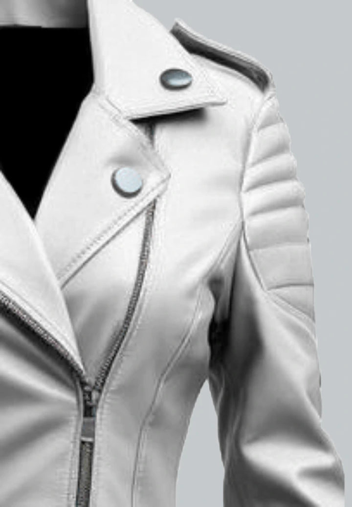 Stylish-White-Leather-Jacket-For-Women-Side