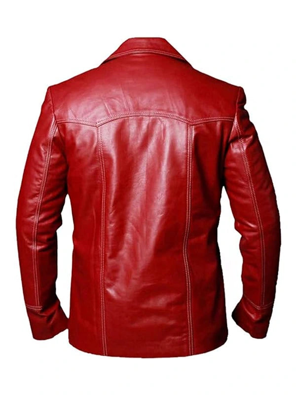 Tyler Durden Fight Club Leather Jacket Back Photoshoot With No Background