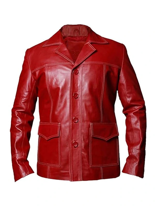 Tyler Durden Fight Club Leather Jacket Front Photoshoot With No Background