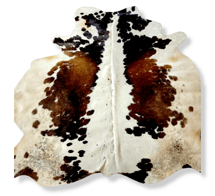 Black & White With Brown Shade Cowhide Rug #1281