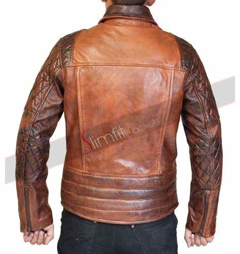 Quilted Brown Vintage Cafe Racer Biker Leather Jacket