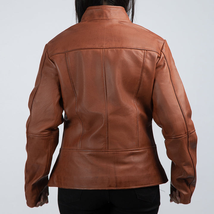 Alison Brown Leather Jacket Back Side