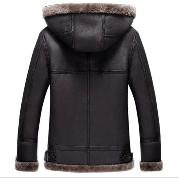 B3 Aviator Flight Fur Bomber Jacket With Hood