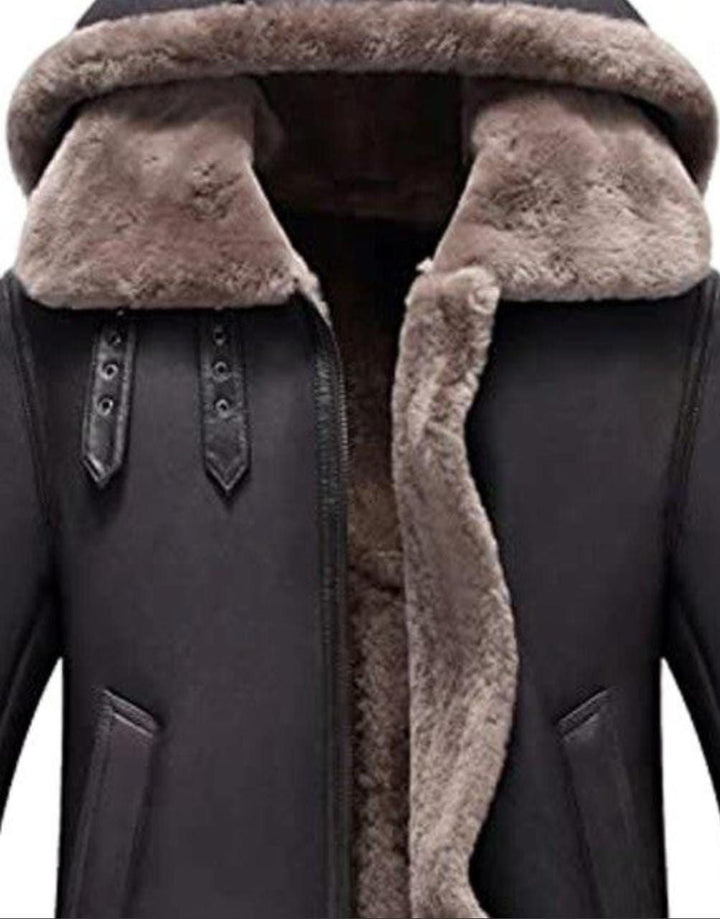 B3 Aviator Flight Fur Bomber Jacket With Hood