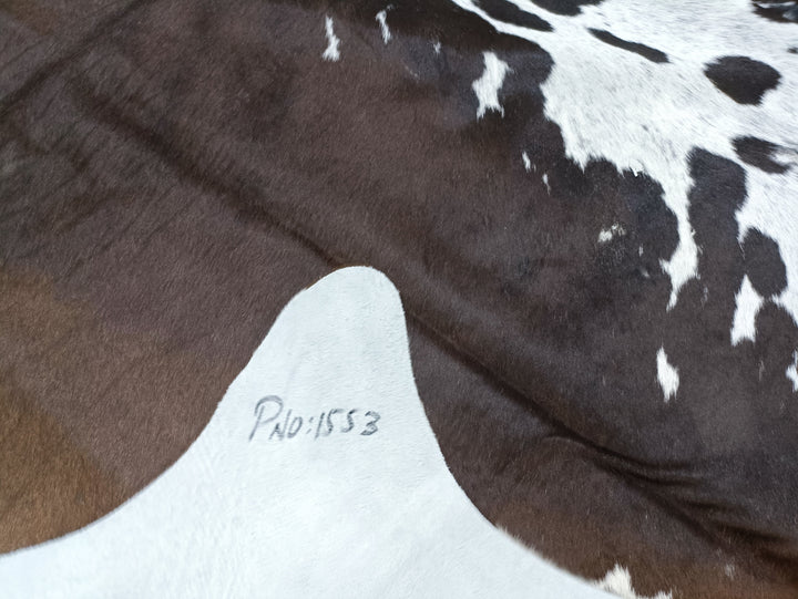 Brown & White Cowhide Rug #1553