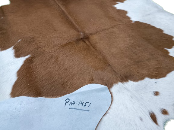 Brown & White Cowhide Rug #1451