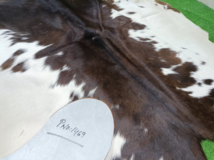 Brown & White Cowhide Rug #1469