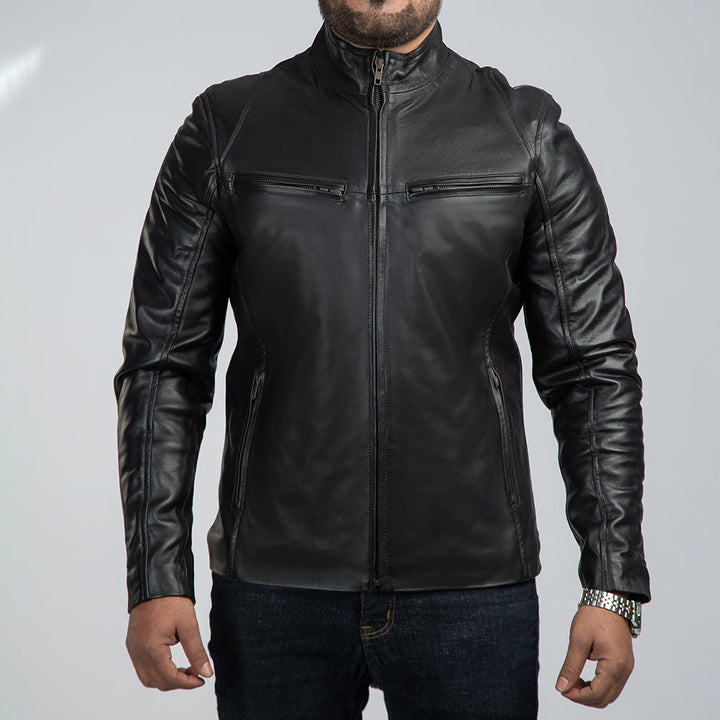 Casual Black Leather Jacket