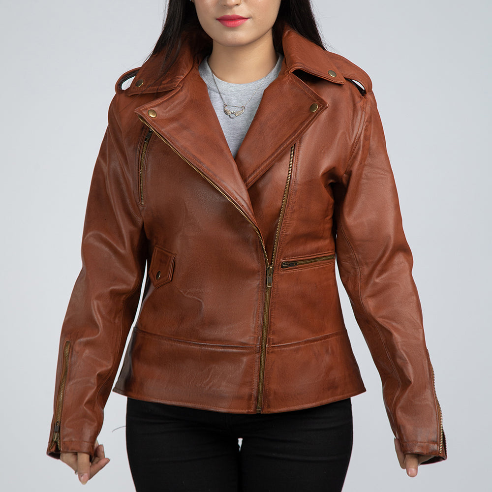 Casual Brown Womens Leather Jacket