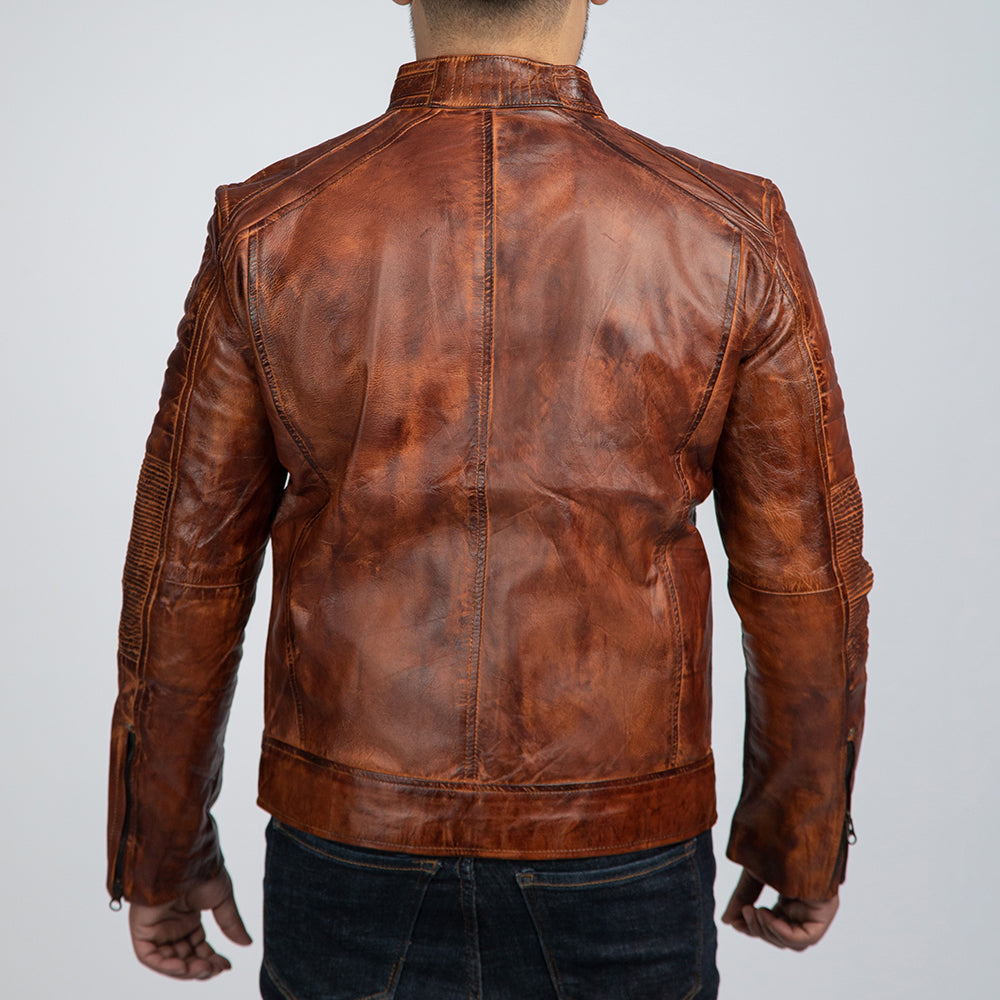 Cowboy Brown Vintage Leather Jacket Back