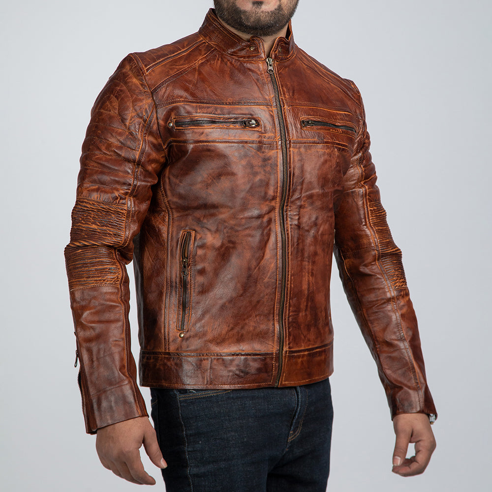 Cowboy Brown Vintage Leather Jacket Side