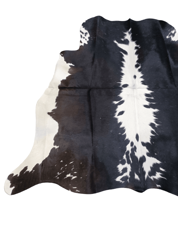 Dark Brown And White Cowhide Rug #1481