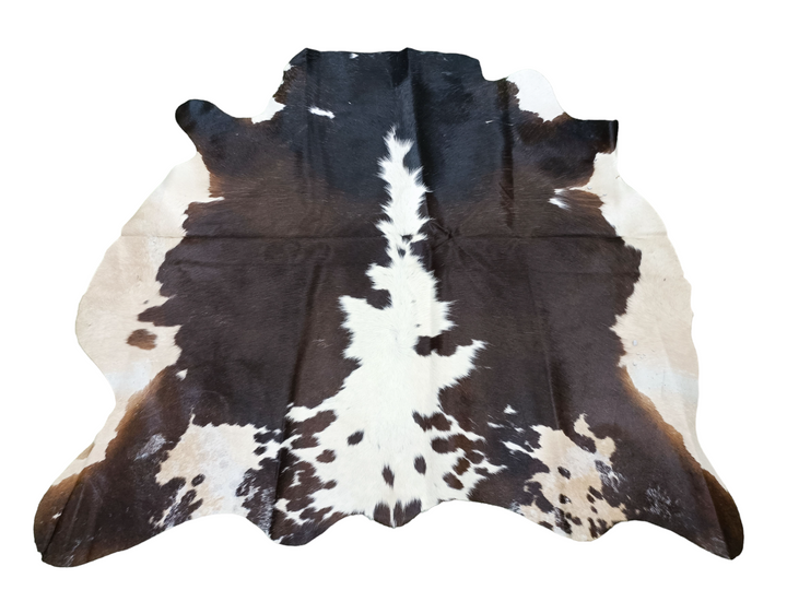 Dark Brown & White Cowhide Rug #1468