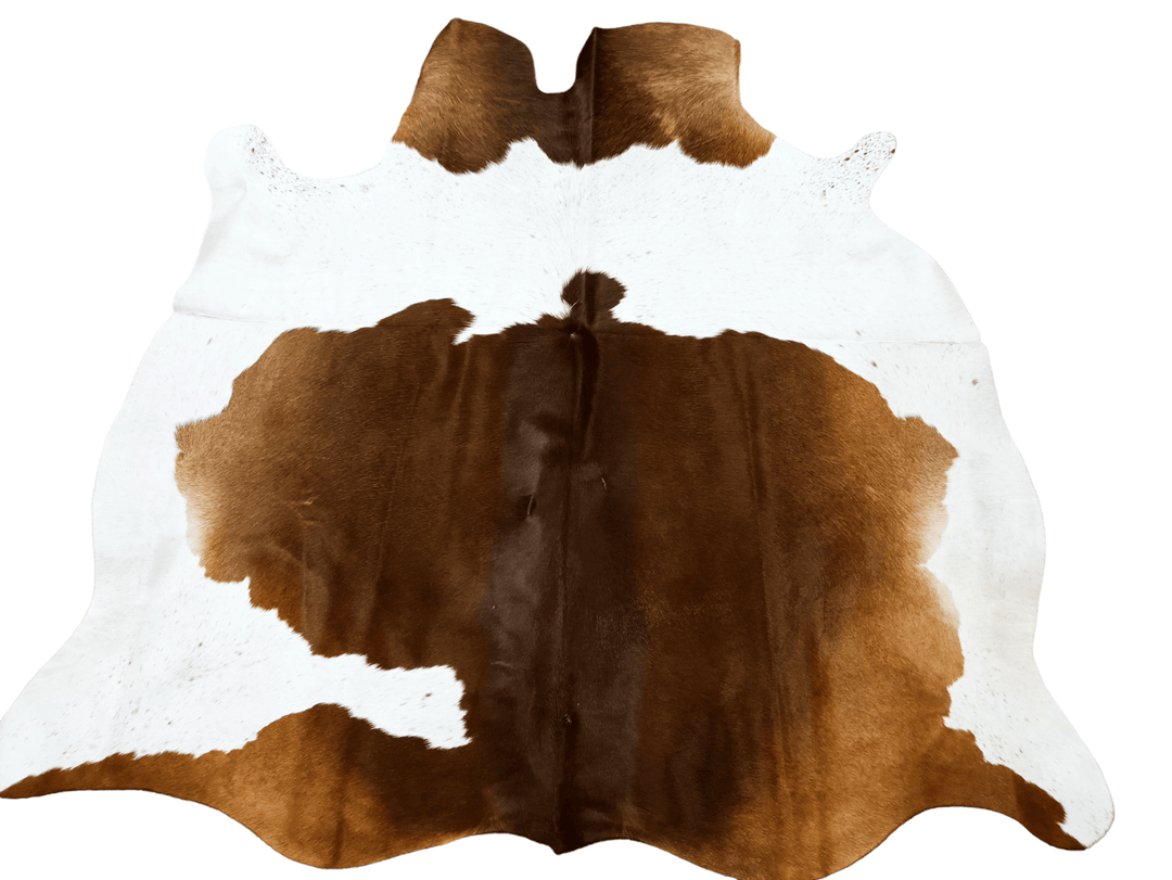 Dark Brown & White Cowhide Rug #1496