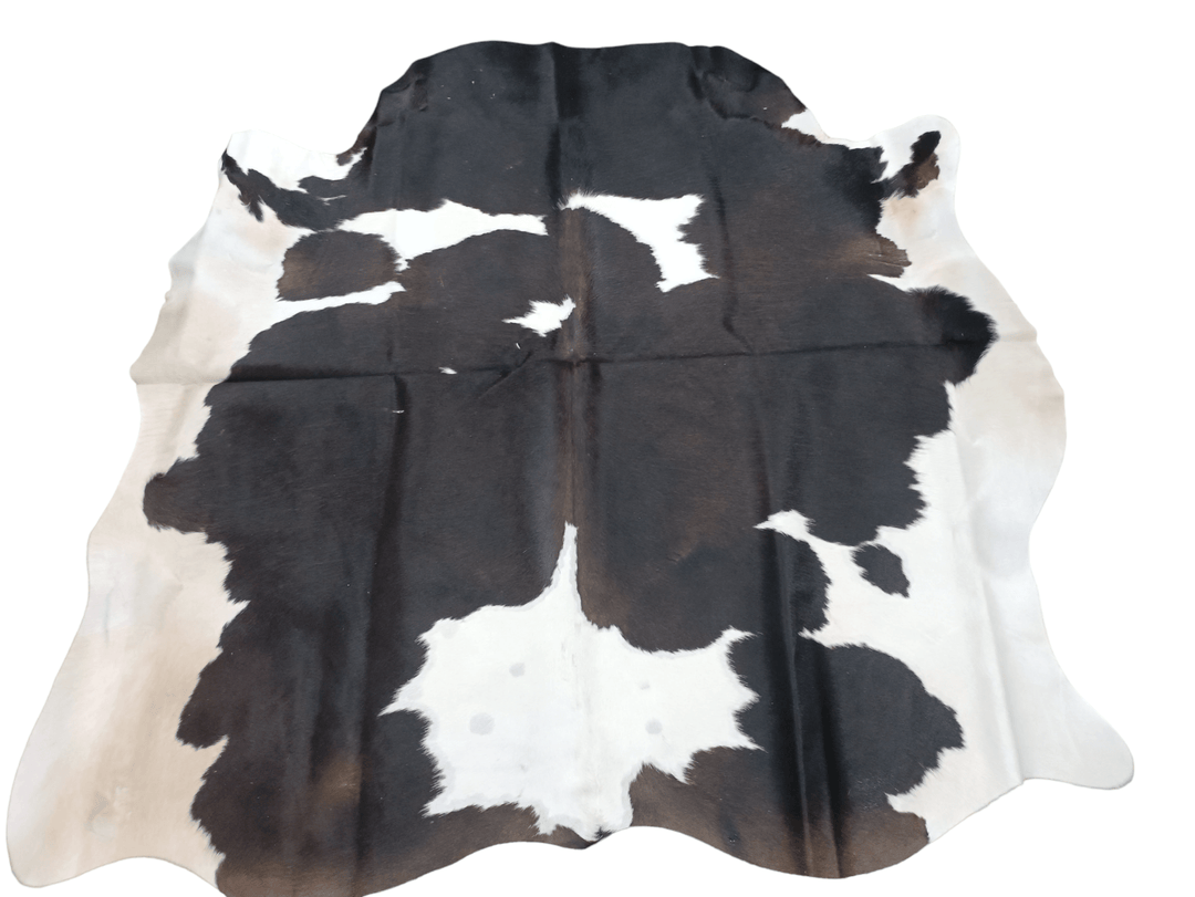 Dark Brown & White Cowhide Rug #1504