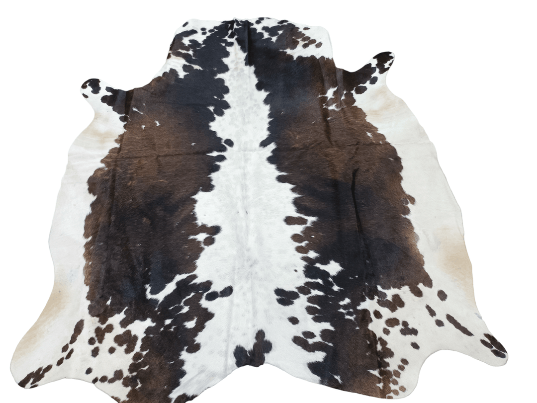 Dark Brown & White Cowhide Rug #1516