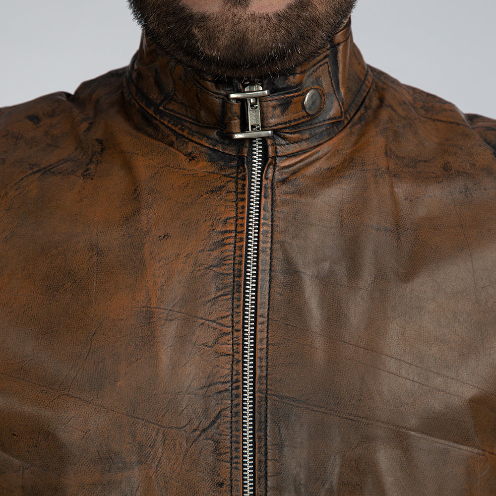 Desert Ranger Brown Leather Jacket Close