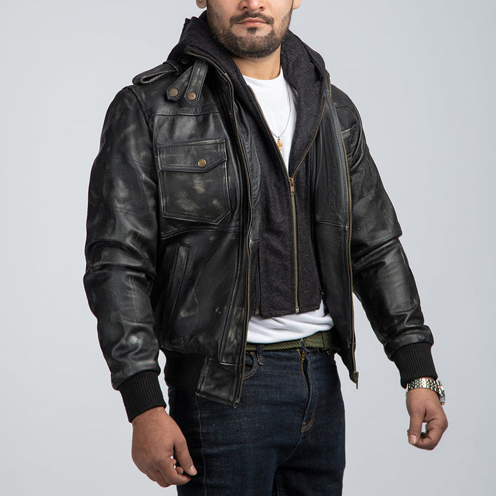 Zosack Men's Biker Jacket Side Pose