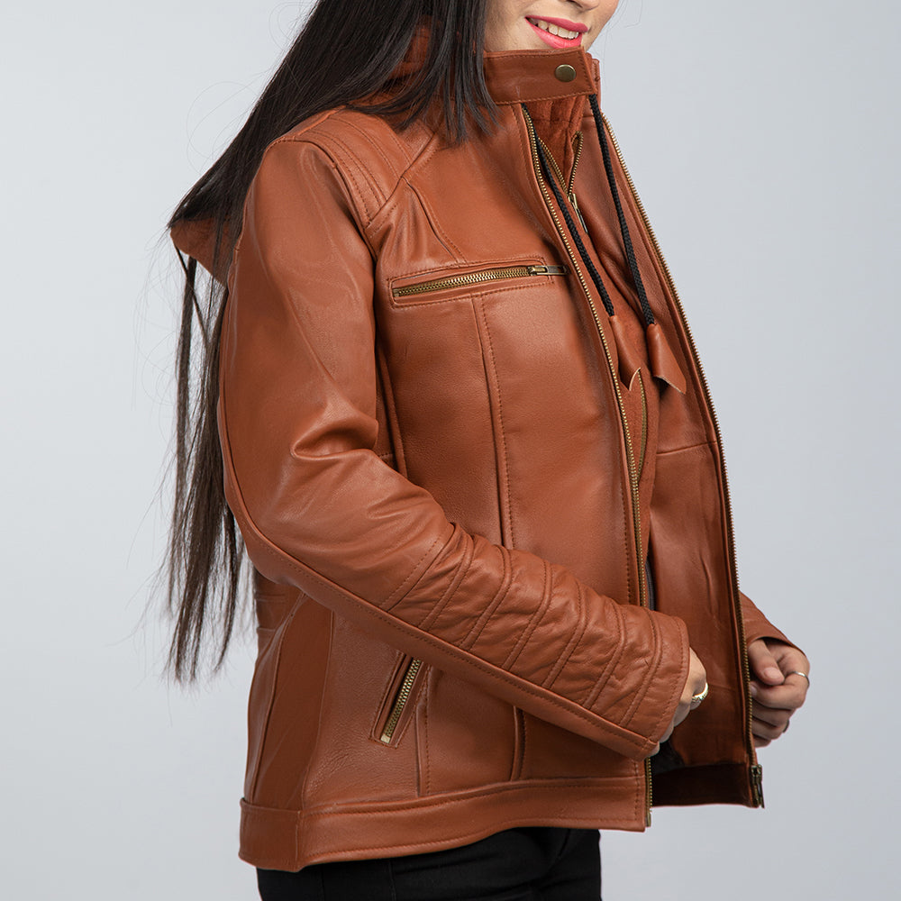 Vintage Leather Jacket Side Pose Open