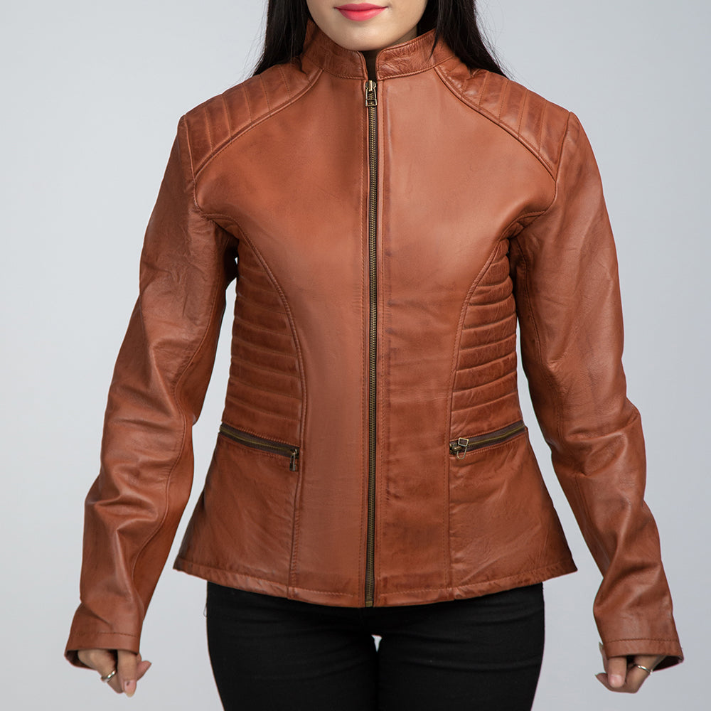 Fearless Brown Leather Biker Jacket