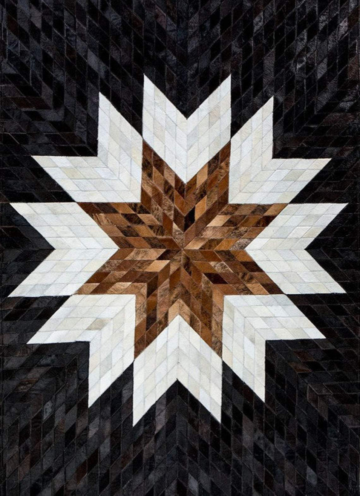 Flower Blocks Handmade Patchwork Cowhide Rug