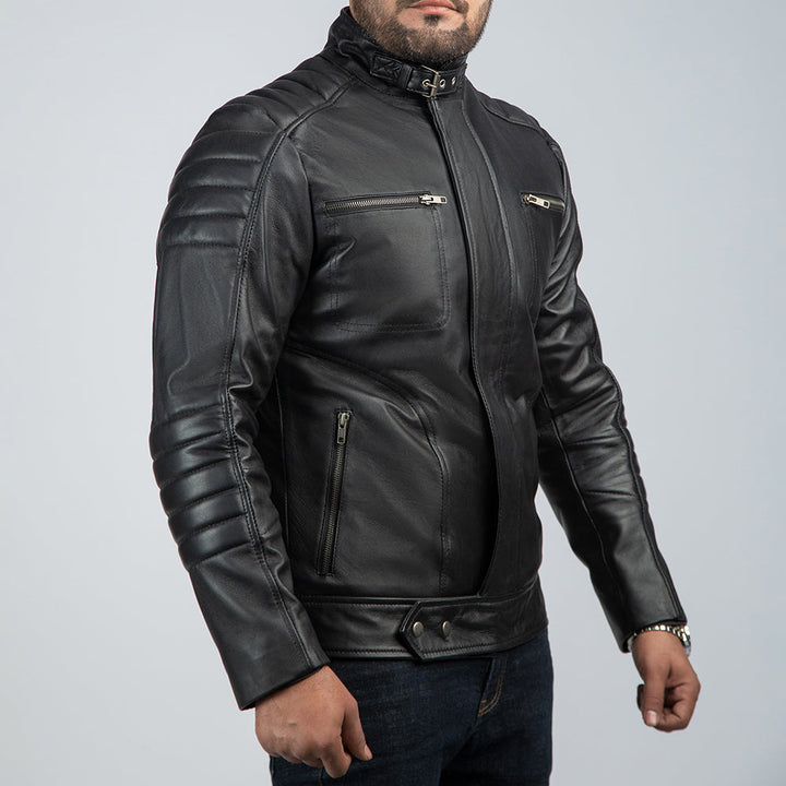 Freeway Leather Biker Jacket Side Pose