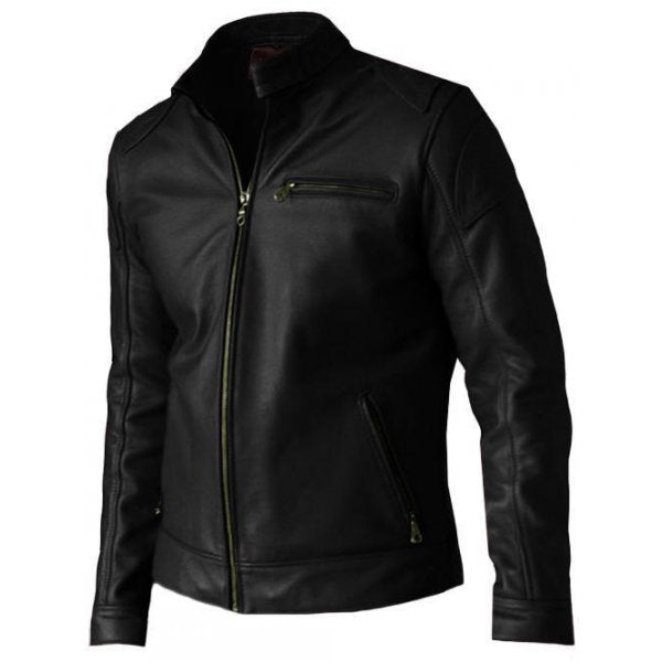 Pure Black Leather Jacket