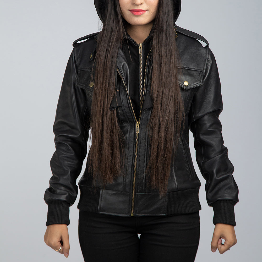 Zosack Biker Jacket With Detachable Hood Front Close