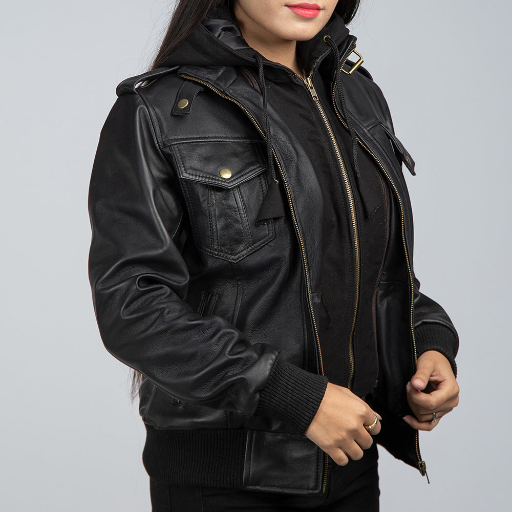 Zosack Biker Jacket With Detachable Hood Side Pose