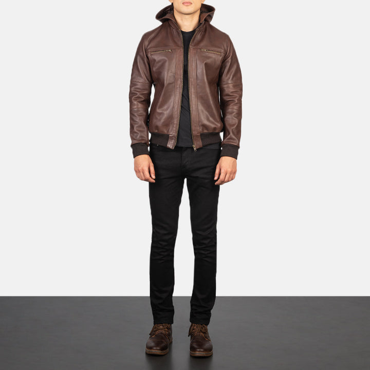 Gustavo Brown Leather Bomber Jacket