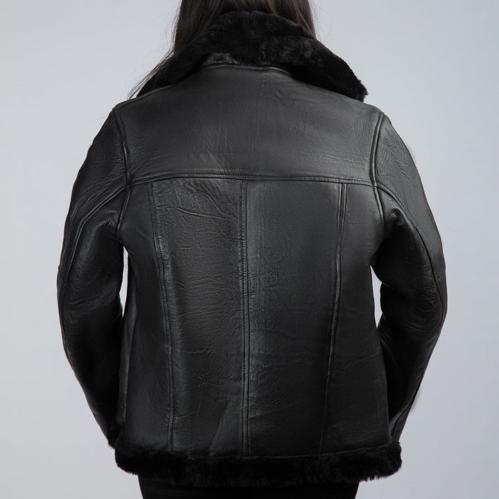 Hailee Black Leather Fur Jacket