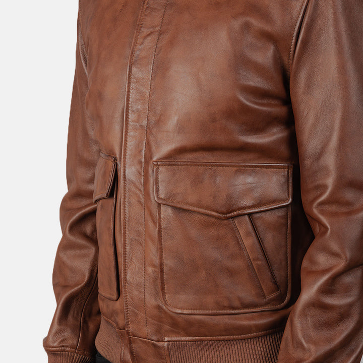 Heisenberg Brown Leather Bomber Jacket