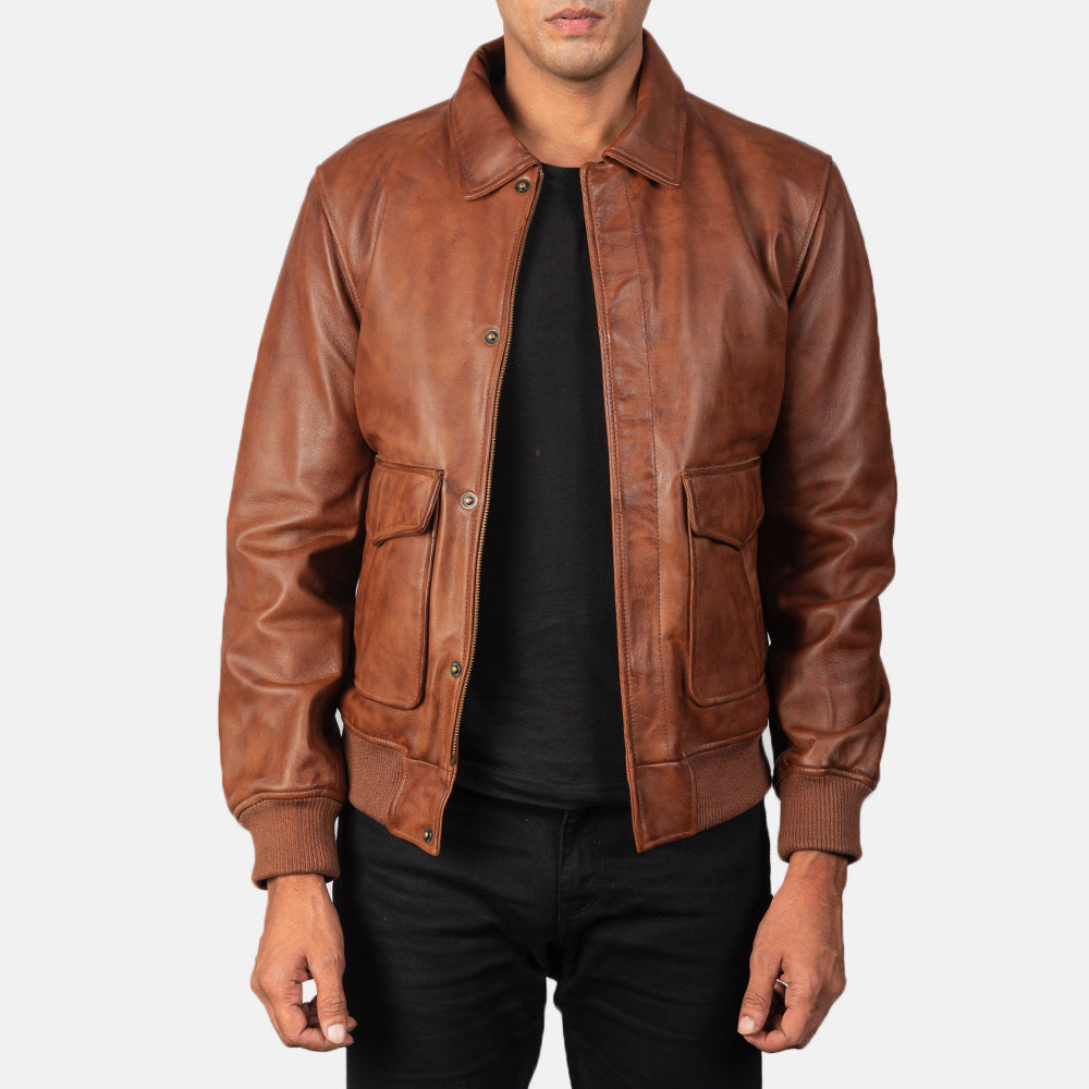 Heisenberg Brown Leather Bomber Jacket