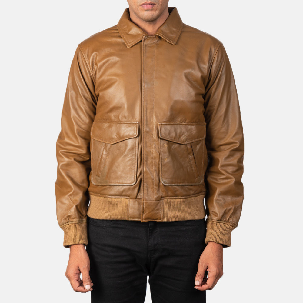 Heisenberg Olive Brown Leather Bomber Jacket
