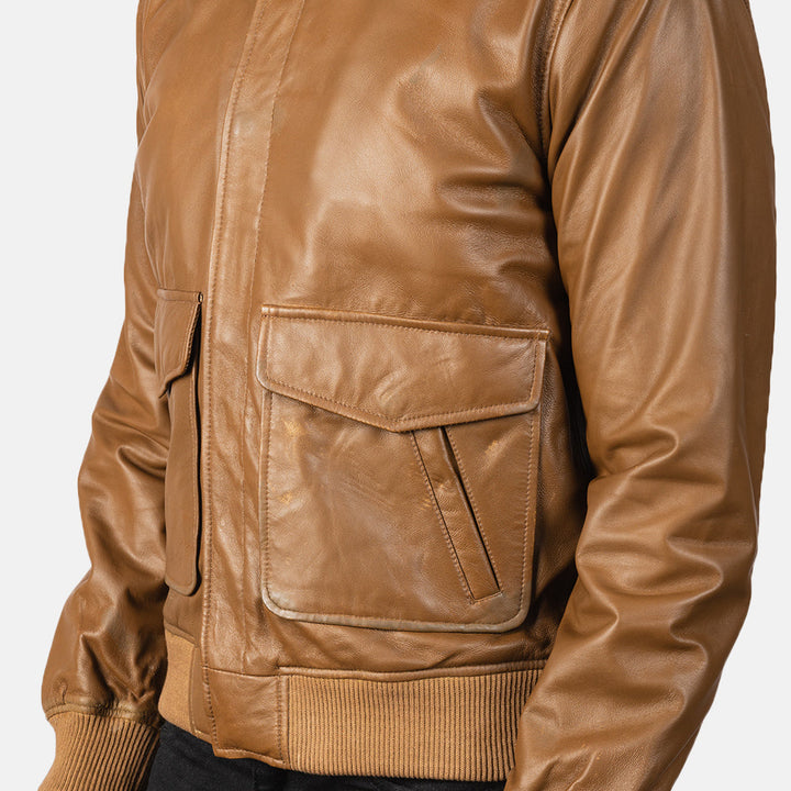 Heisenberg Olive Brown Leather Bomber Jacket