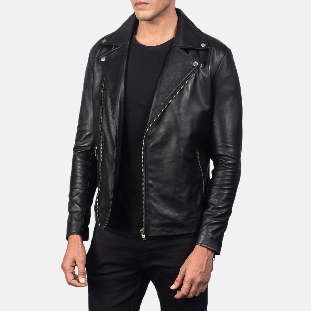 Jesse Black Leather Biker Jacket
