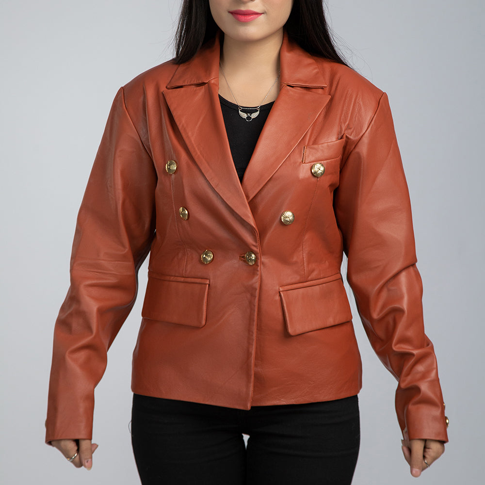 Laila Brown Leather Womens Coat
