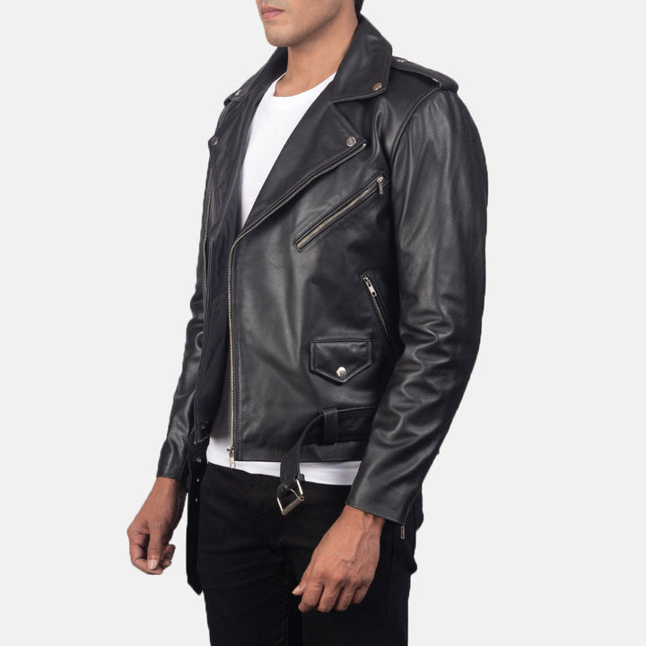 Marshal Black Leather Biker Jacket