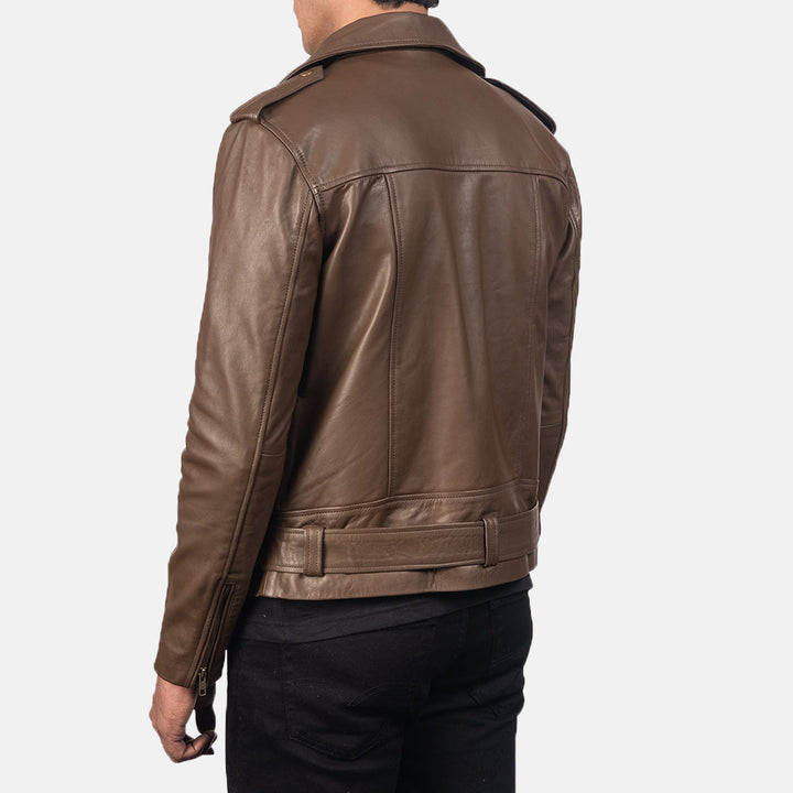 Marshal Chocolate Brown Leather Biker Jacket