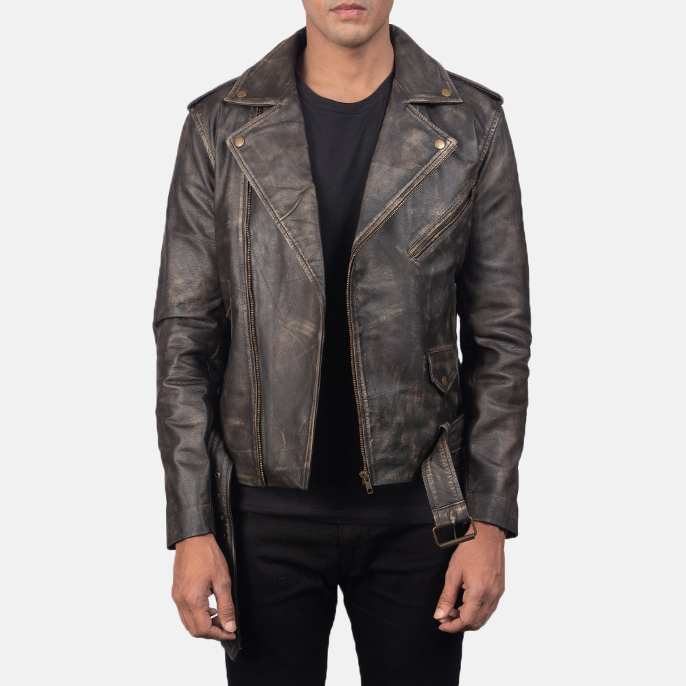 Marshal Distressed Brown Leather Biker Jacket