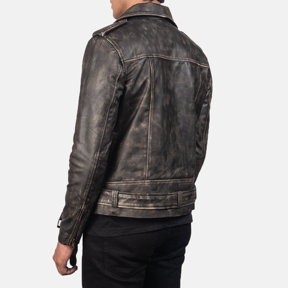 Marshal Distressed Brown Leather Biker Jacket