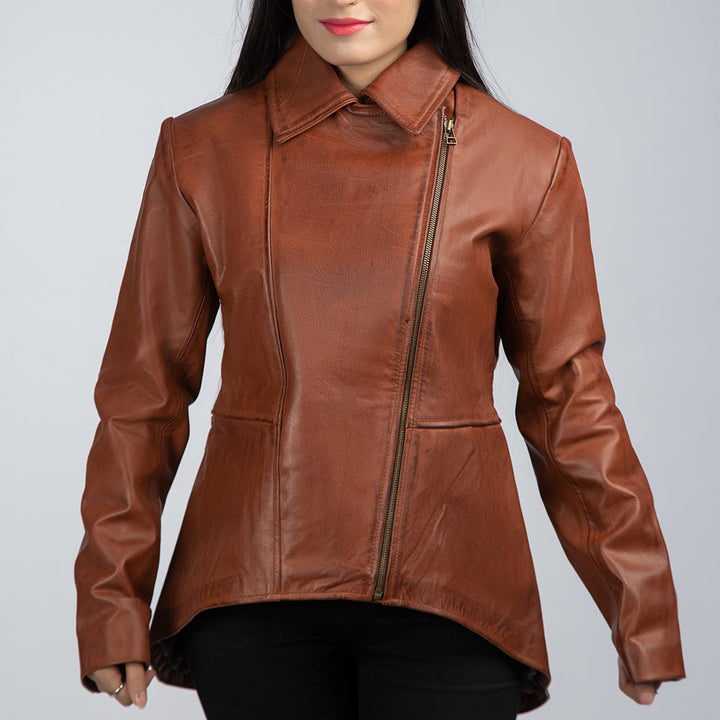 Natalie Brown Leather Coat