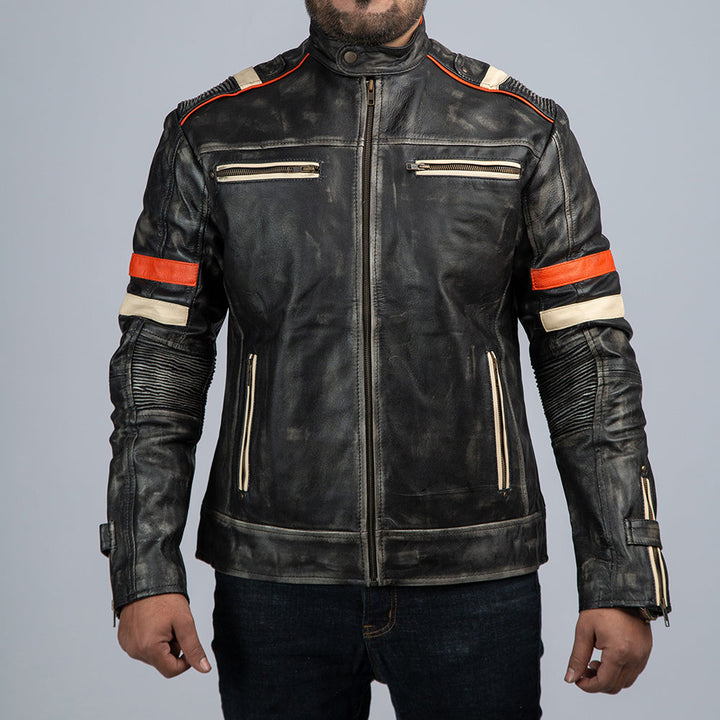 Retro 3 Distressed Leather Biker Jacket