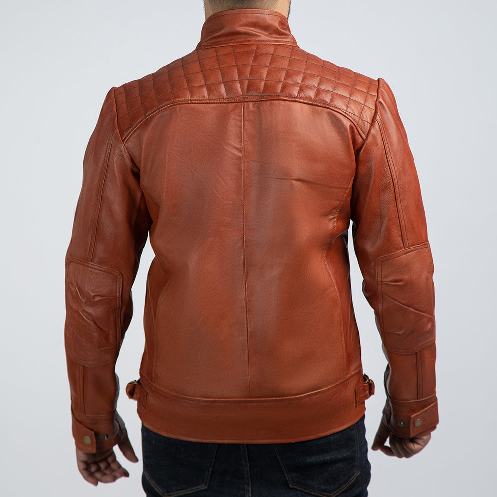 Speedster Brown Leather Biker Jacket Back