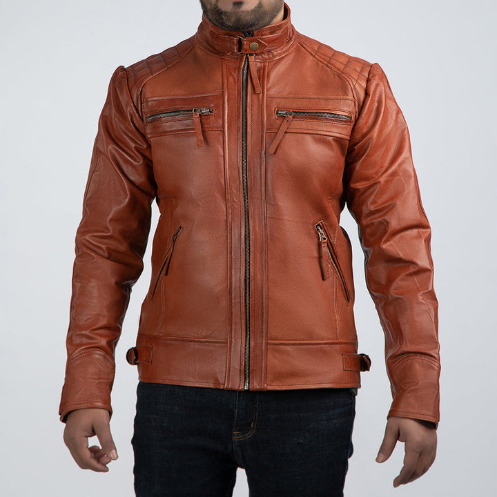 Speedster Brown Leather Biker Jacket