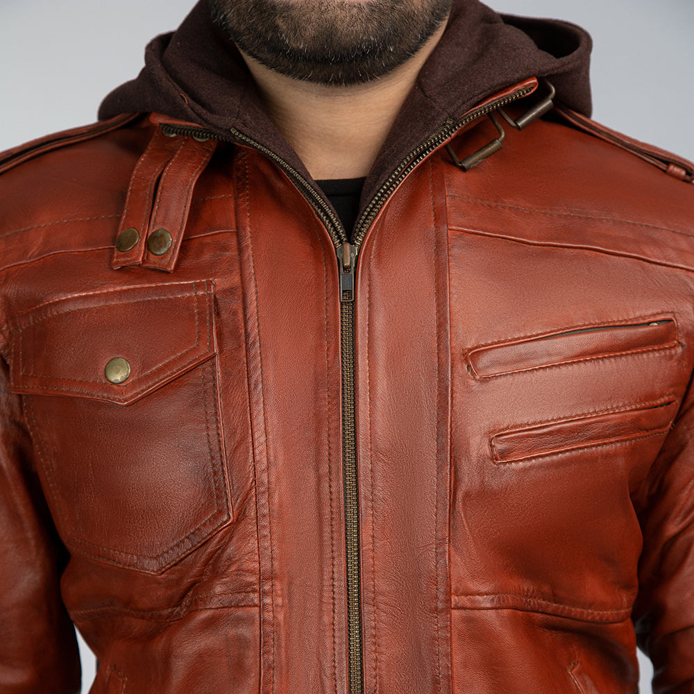 Vintage Leather Jacket Close
