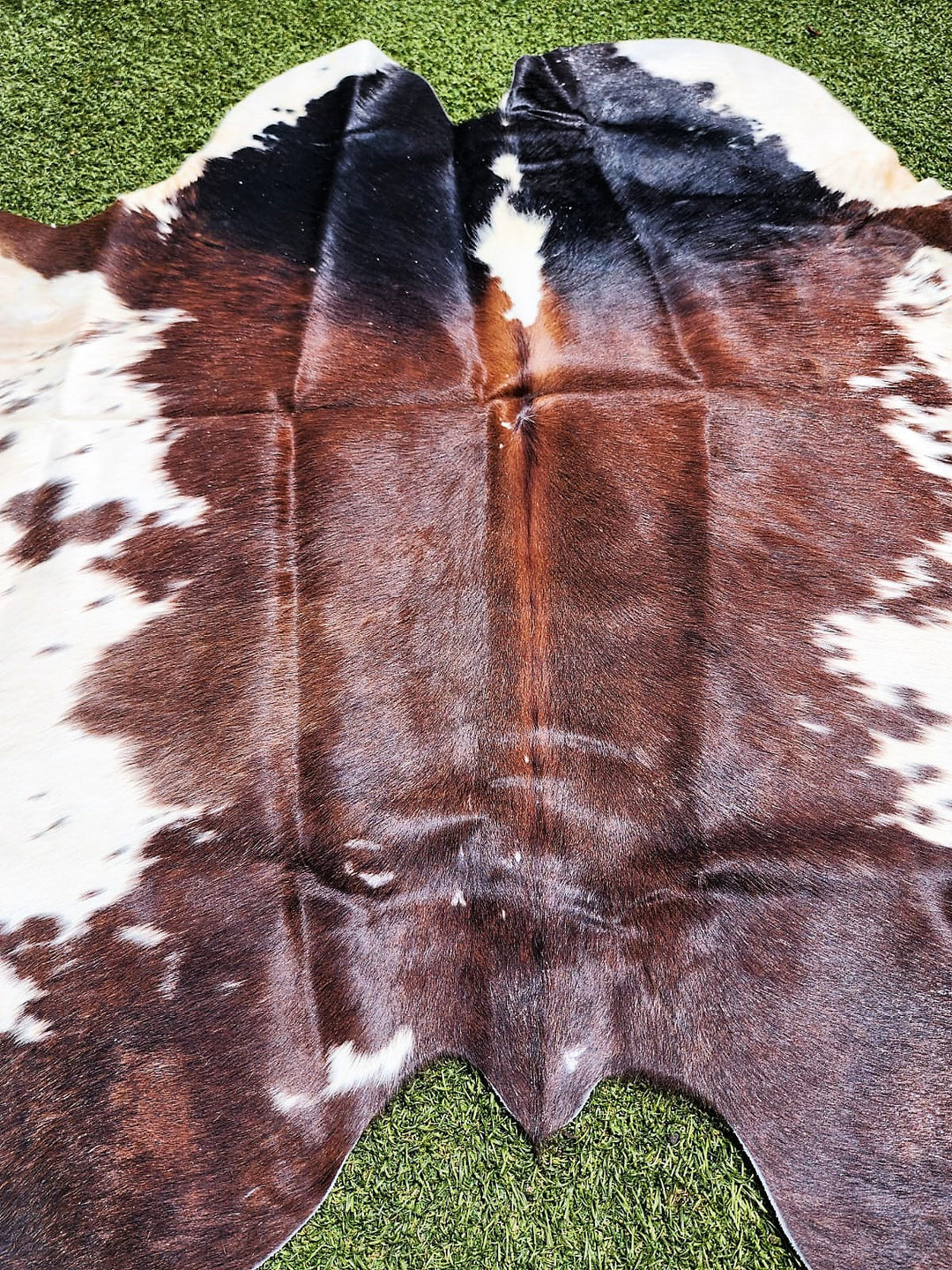 Black & White With Brown Shade Cowhide Rug #1419