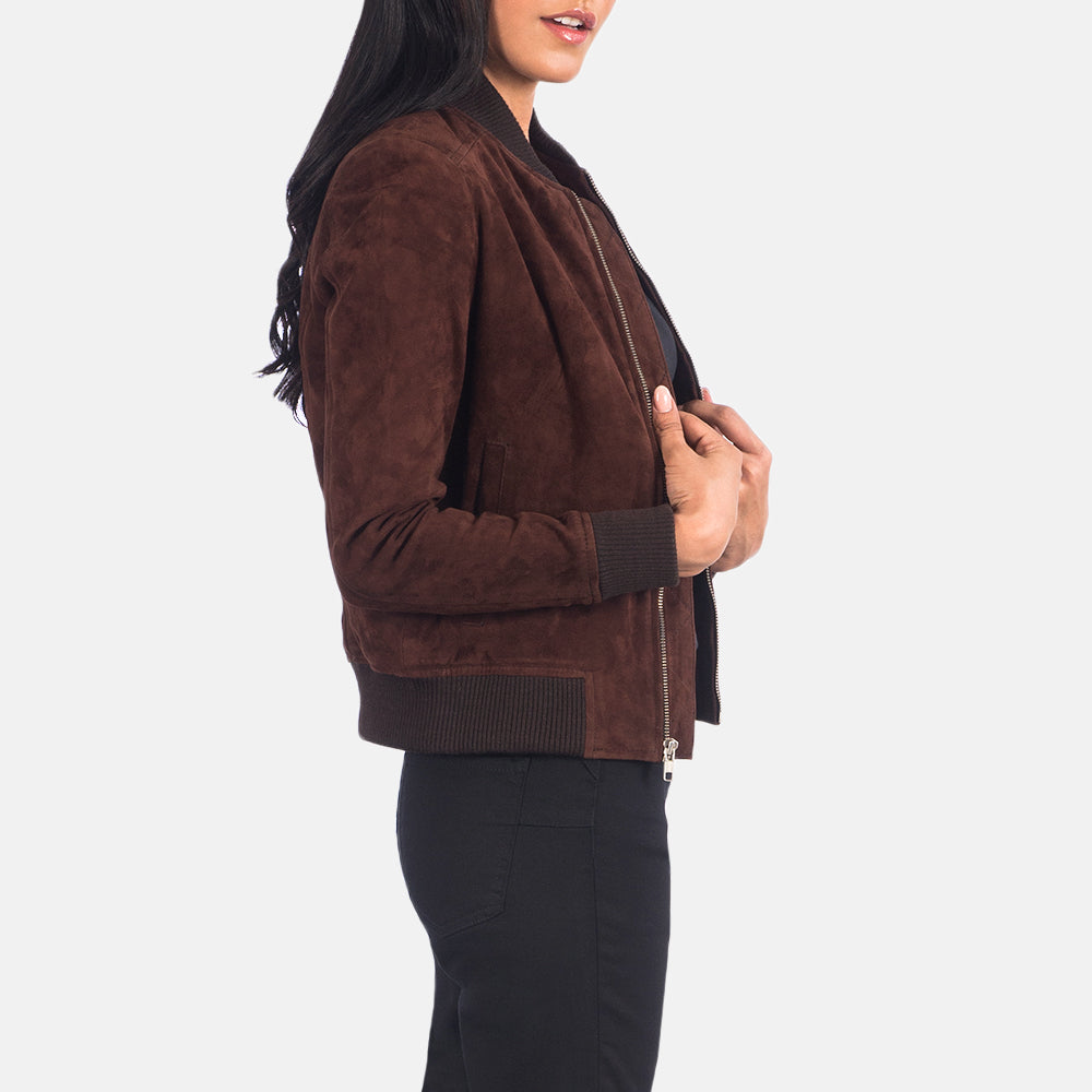 Blesso Brown Suede Women Leather Jacket